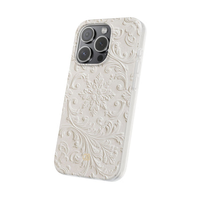 White Lite Phone Case for iPhone - Alabaster Floral Relief