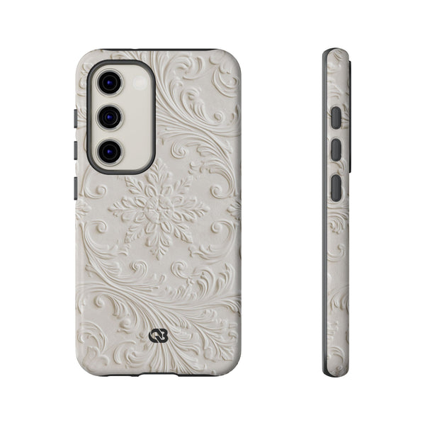 Ivory Baroque Relief · Tough Phone Case for Samsung · White