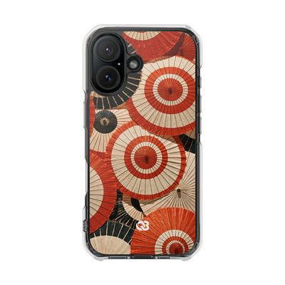 Vermilion Wagasa Motif · Clear Impact Magnetic Phone Case for iPhone · Red
