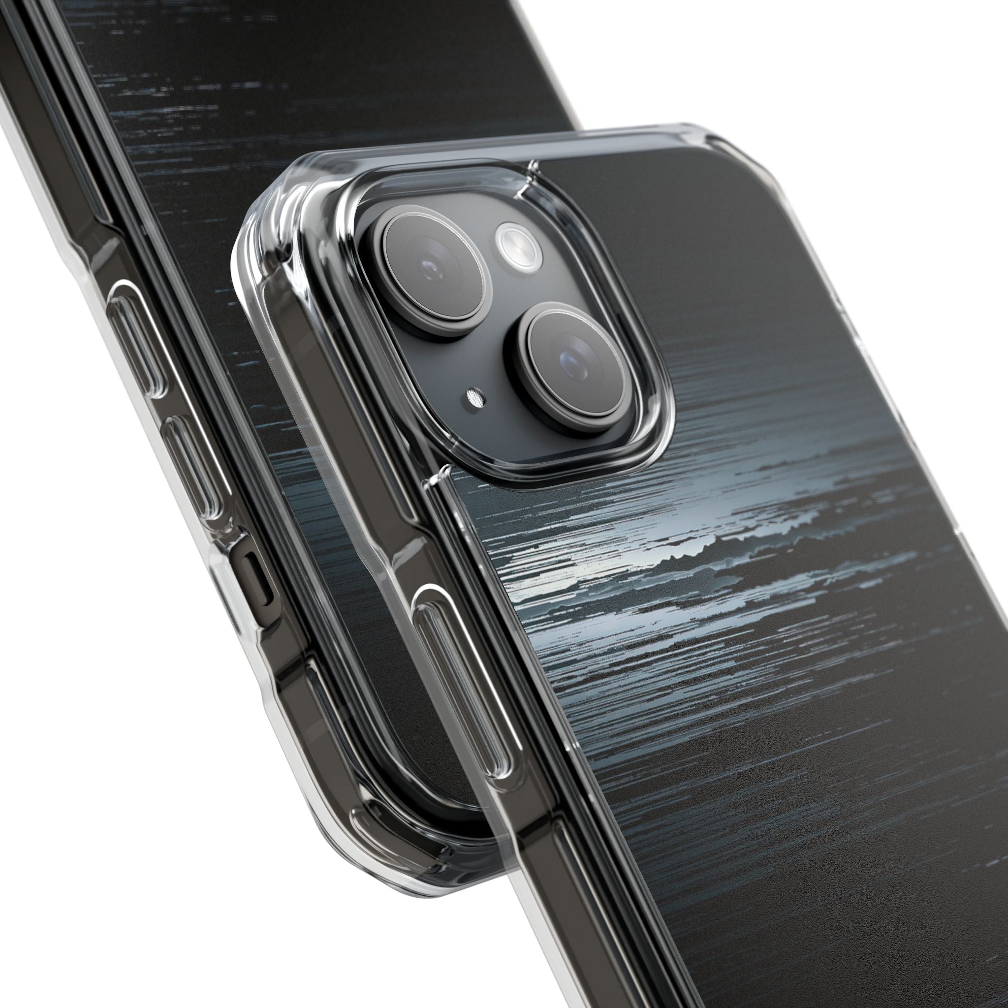 Black Impact MagSafe Phone Case for iPhone - Frozen Signal Glitch