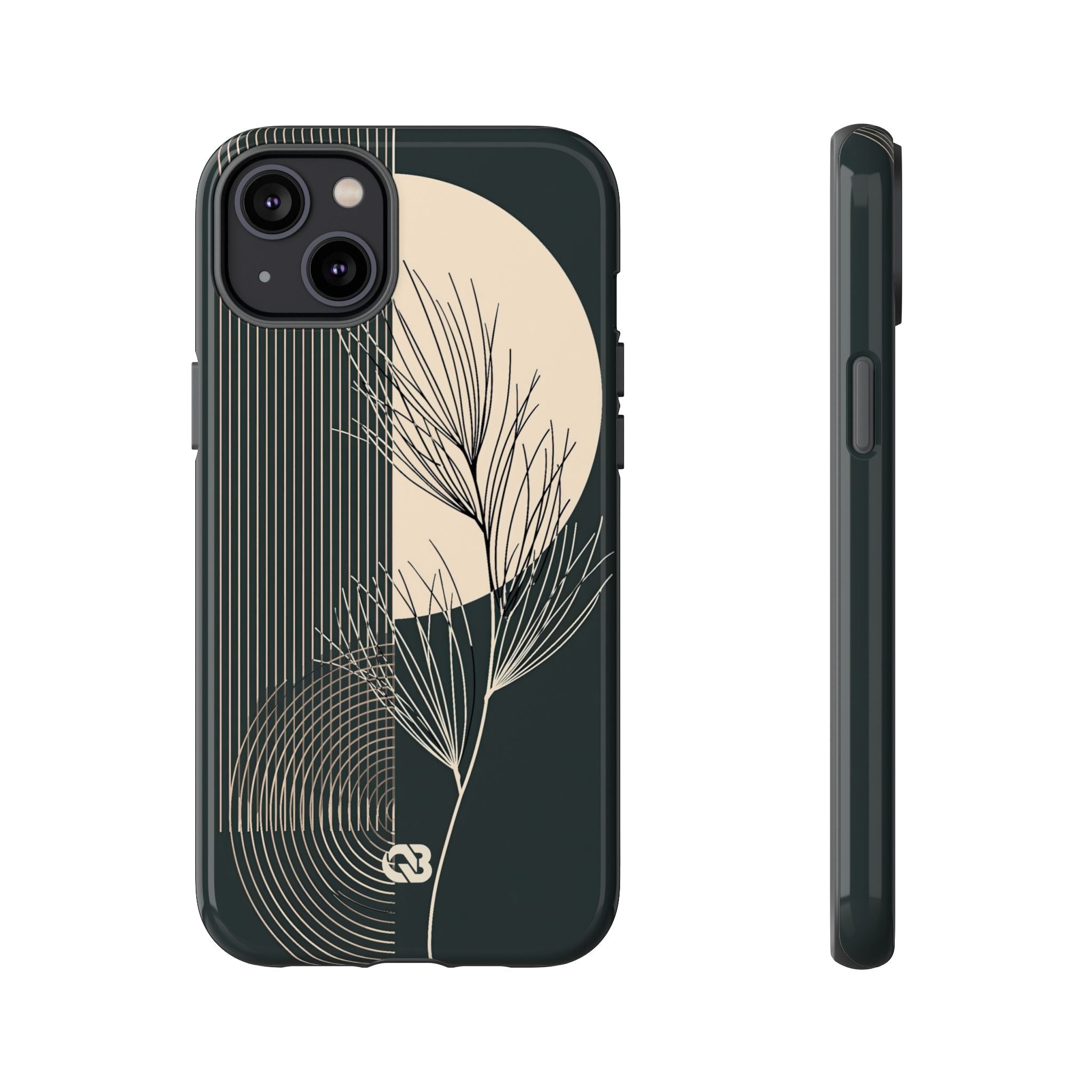 Black Tough Phone Case for iPhone - Obsidian Sand Willow