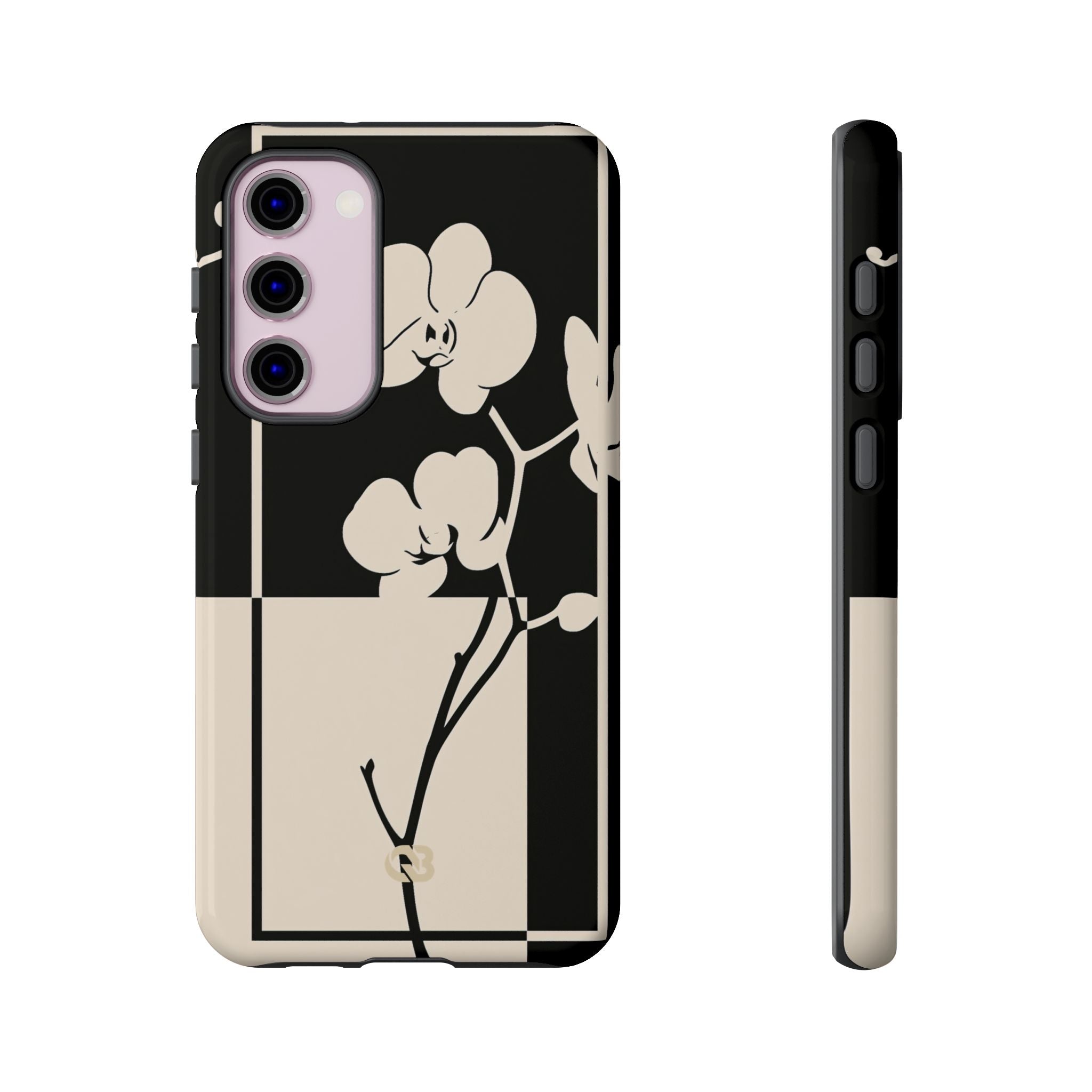 Beige Tough Phone Case for Samsung - Nocturnal Orchid Frame