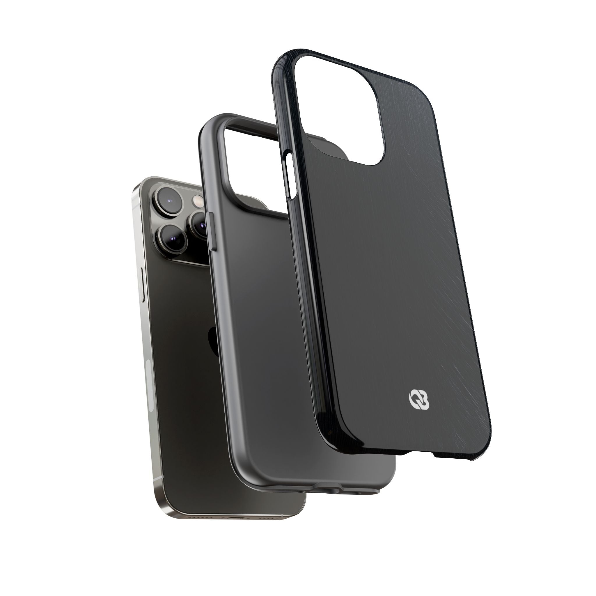 Black Tough Phone Case for iPhone - Midnight Brushed Grain