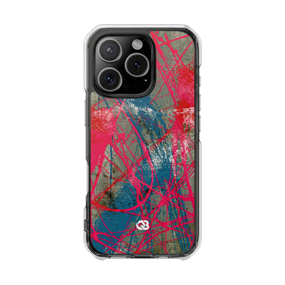 Neon Static Drip · Clear Impact Magnetic Phone Case for iPhone · Pink