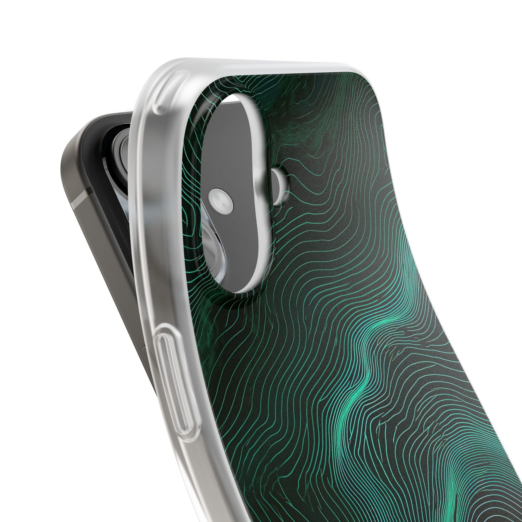 Teal Lite Phone Case for iPhone - Neon Jade Contour