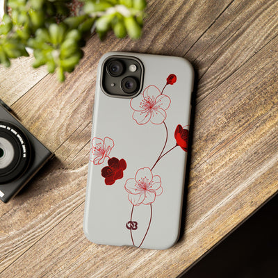 Red Tough Phone Case for iPhone - Kyoto Ember Bloom