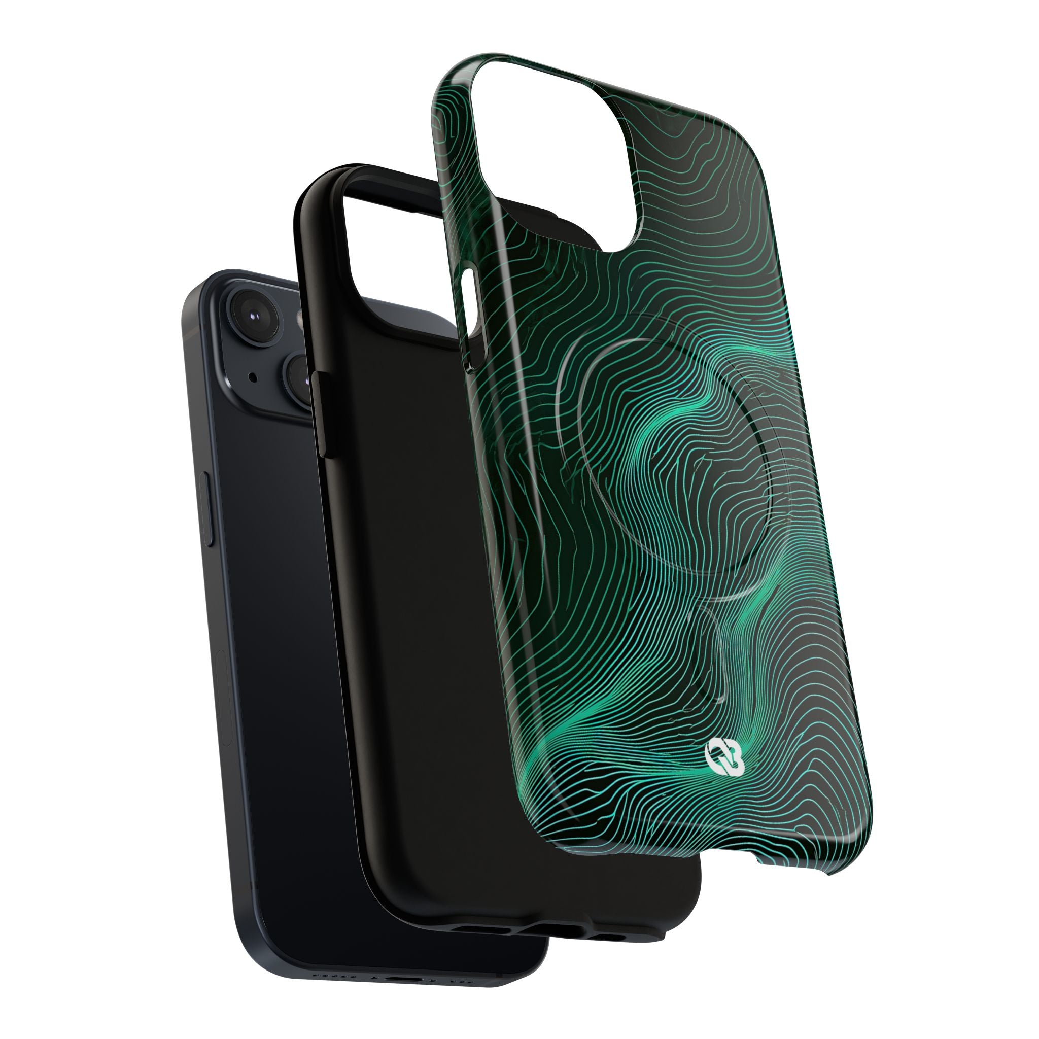 Teal Tough 2.0 Magsafe Phone Case for iPhone - Neon Jade Contour