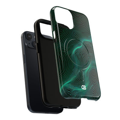 Teal Tough 2.0 Magsafe Phone Case for iPhone - Neon Jade Contour