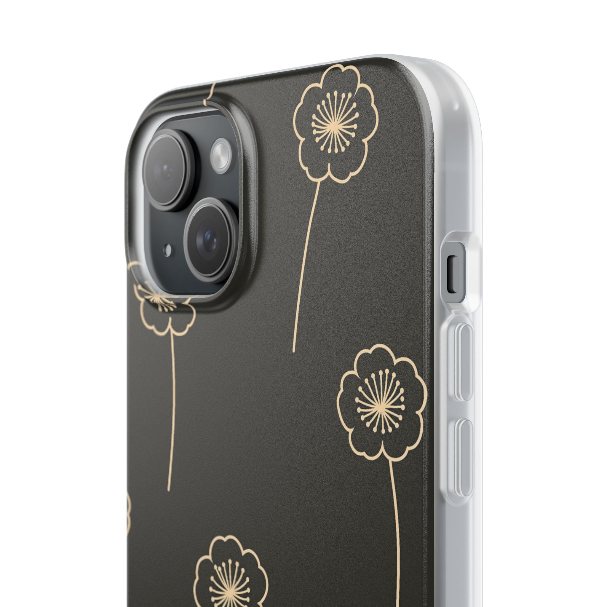 Black Lite Phone Case for iPhone - Obsidian Sand Petals