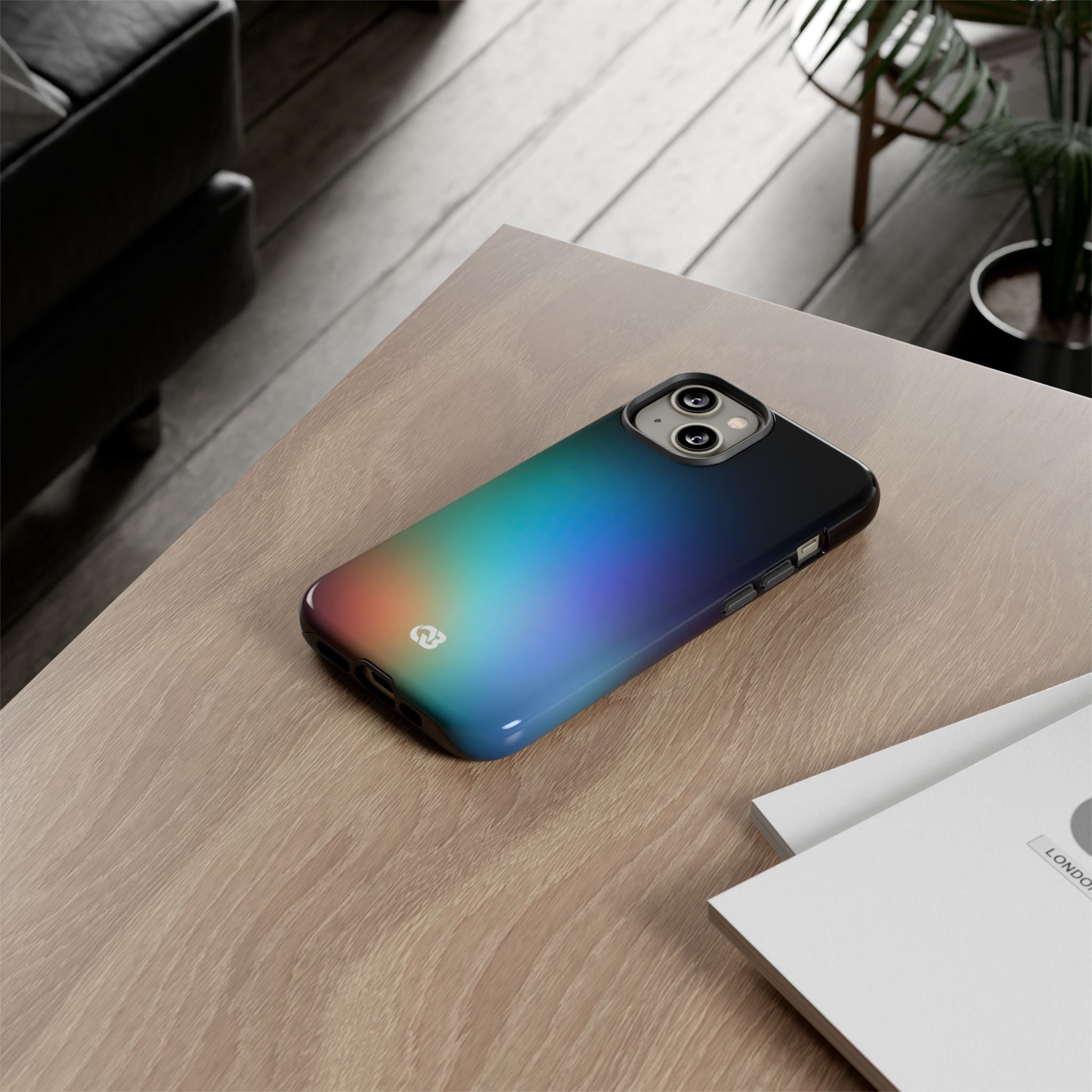 Black Tough Phone Case for iPhone - Electric Prism Grain