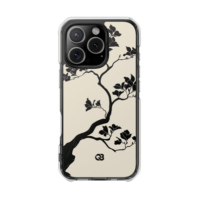 Beige Impact MagSafe Phone Case for iPhone - Obsidian Bonsai Silhouette