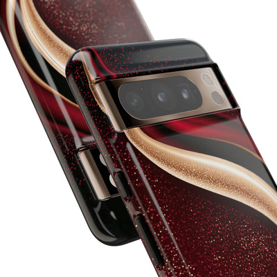 Gilded Crimson Flow · Tough Phone Case for Pixel ·  Red