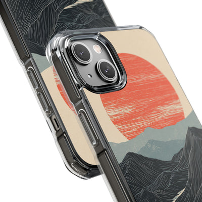 Beige Impact MagSafe Phone Case for iPhone - Crimson Ridge Flow
