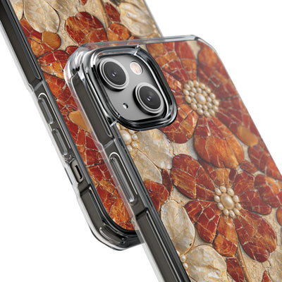 Carnelian Pearl Bloom · Clear Impact Magnetic Phone Case for iPhone · Orange