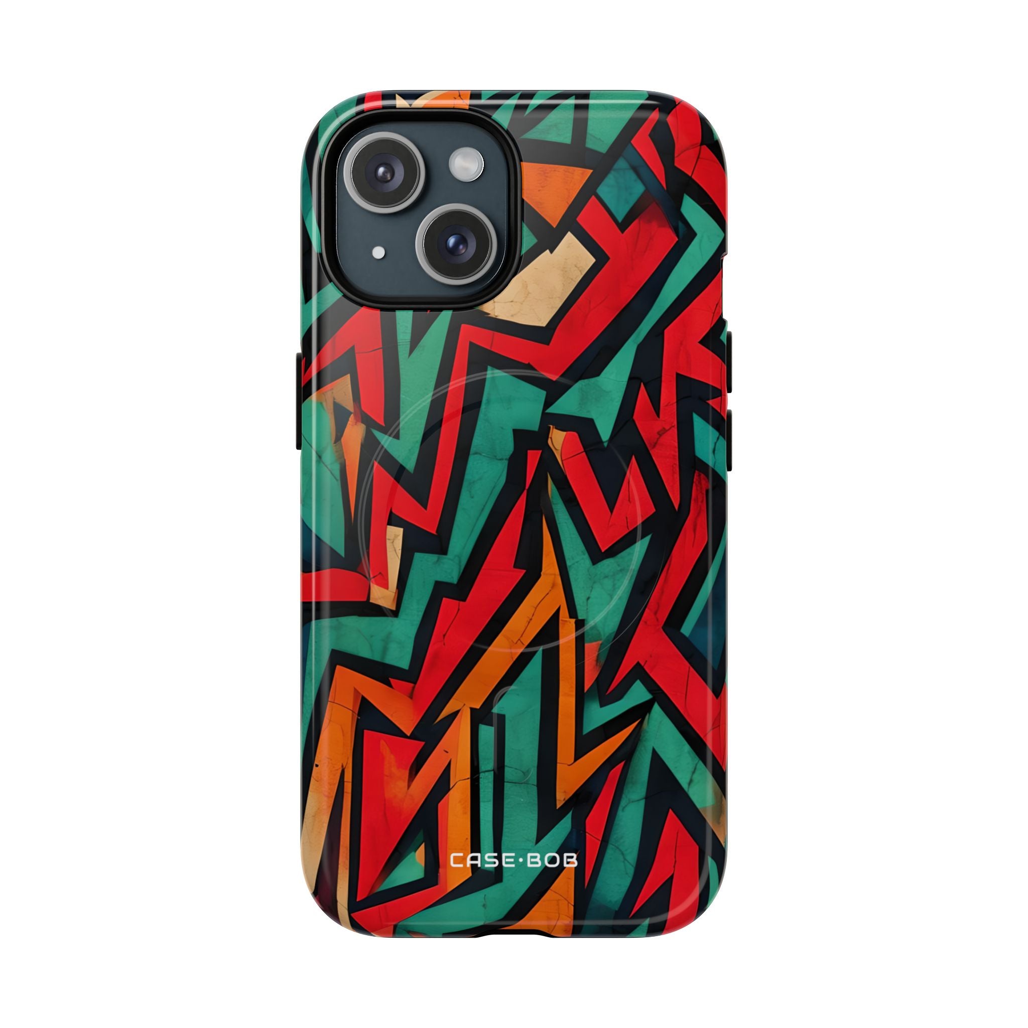 Crimson Zigzag iPhone 15 Case - Tough+