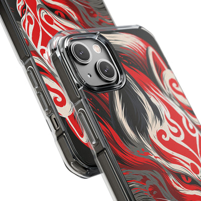 Crimson Kitsune Spirit · Clear Impact Magnetic Phone Case for iPhone · Red