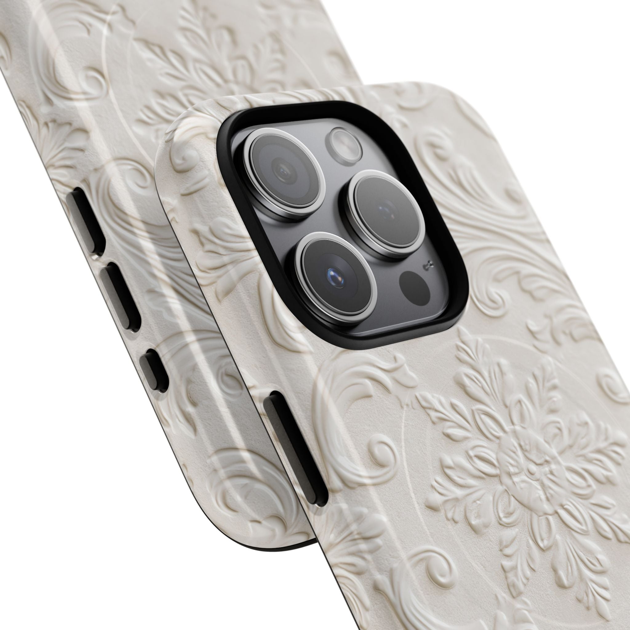 White Tough 2.0 Magsafe Phone Case for iPhone - Alabaster Floral Relief