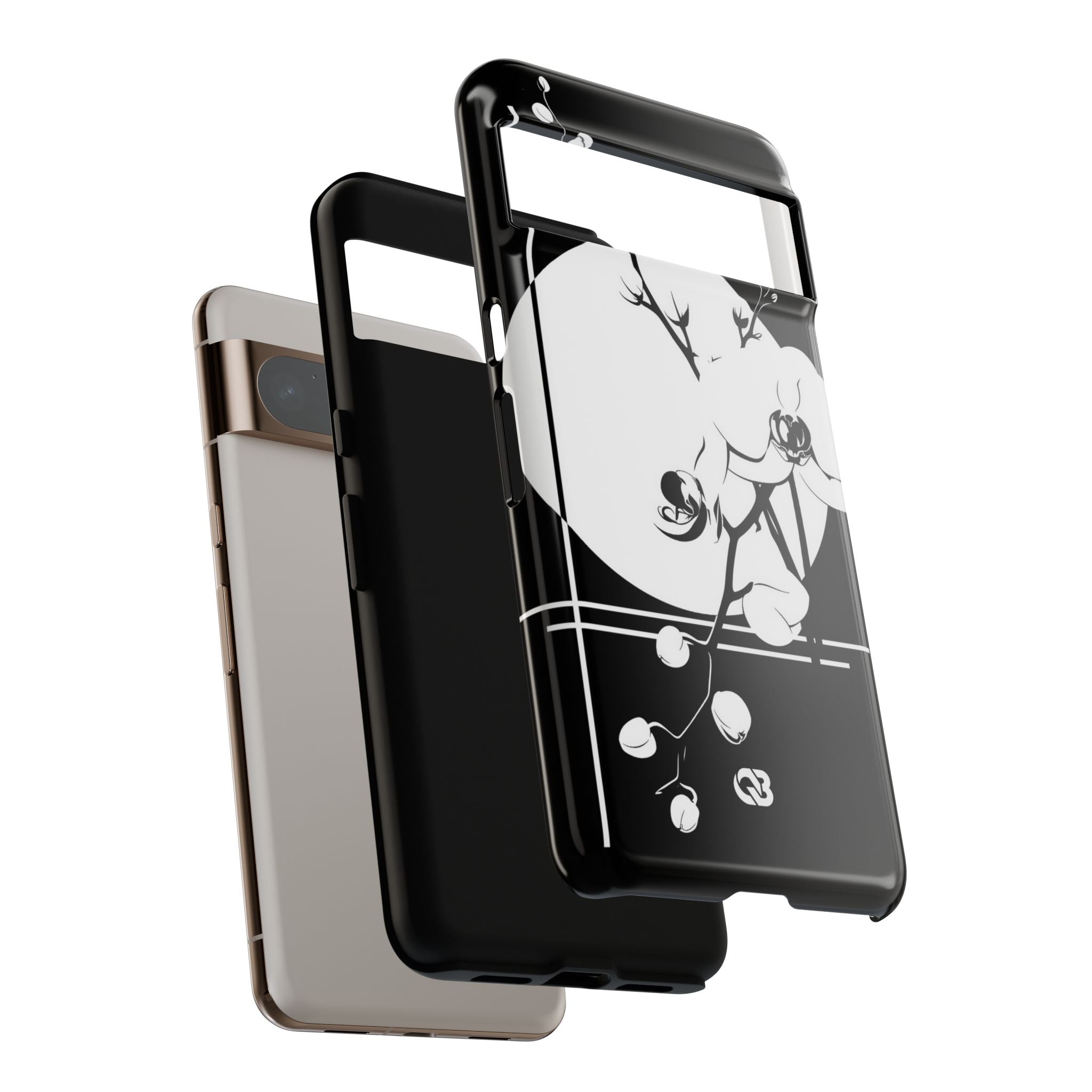 Black Tough Phone Case for Google Pixel - Lunar Orchid Grid