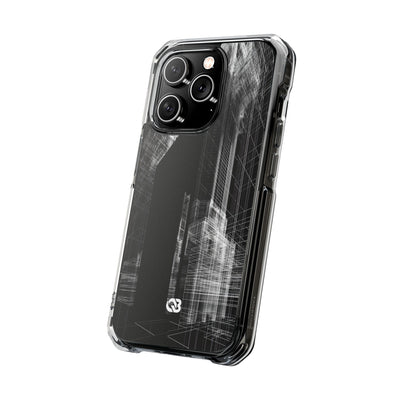 Black Impact MagSafe Phone Case for iPhone - Ghost Urban Wireframe