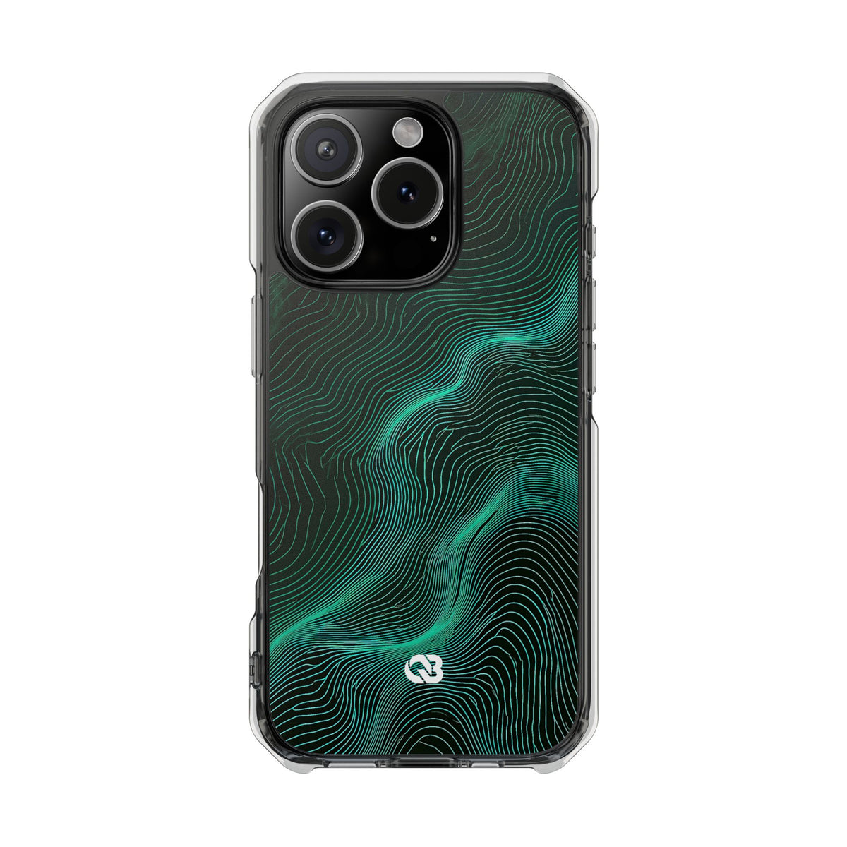 Emerald Topo Ridge · Clear Impact Magnetic Phone Case for iPhone · Green