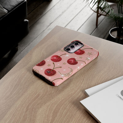 Bedazzled Ruby Cherries · Tough Phone Case for Samsung · Pink