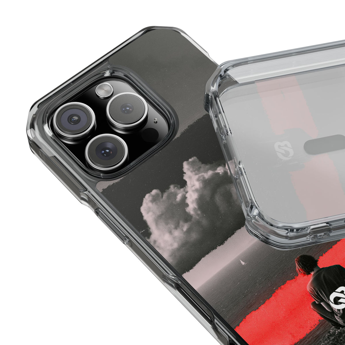 Crimson Horizon · Clear Impact Magnetic Phone Case for iPhone ·  Black