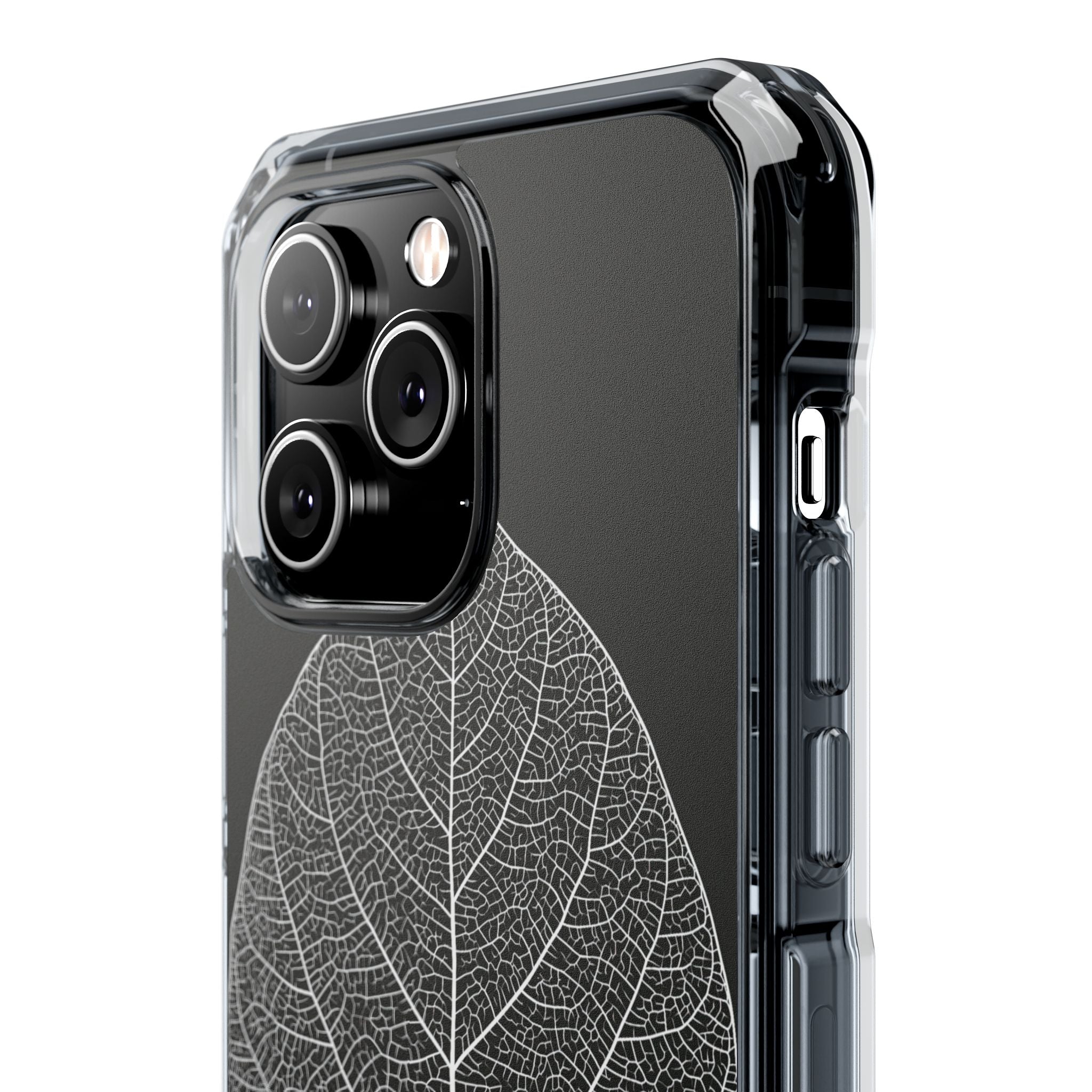 Black Impact MagSafe Phone Case for iPhone - Bleached Leaf Lattice