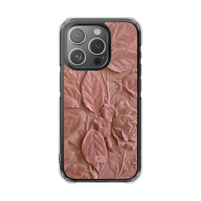 Blush Rose Relief · Clear Impact Magnetic Phone Case for iPhone · Pink