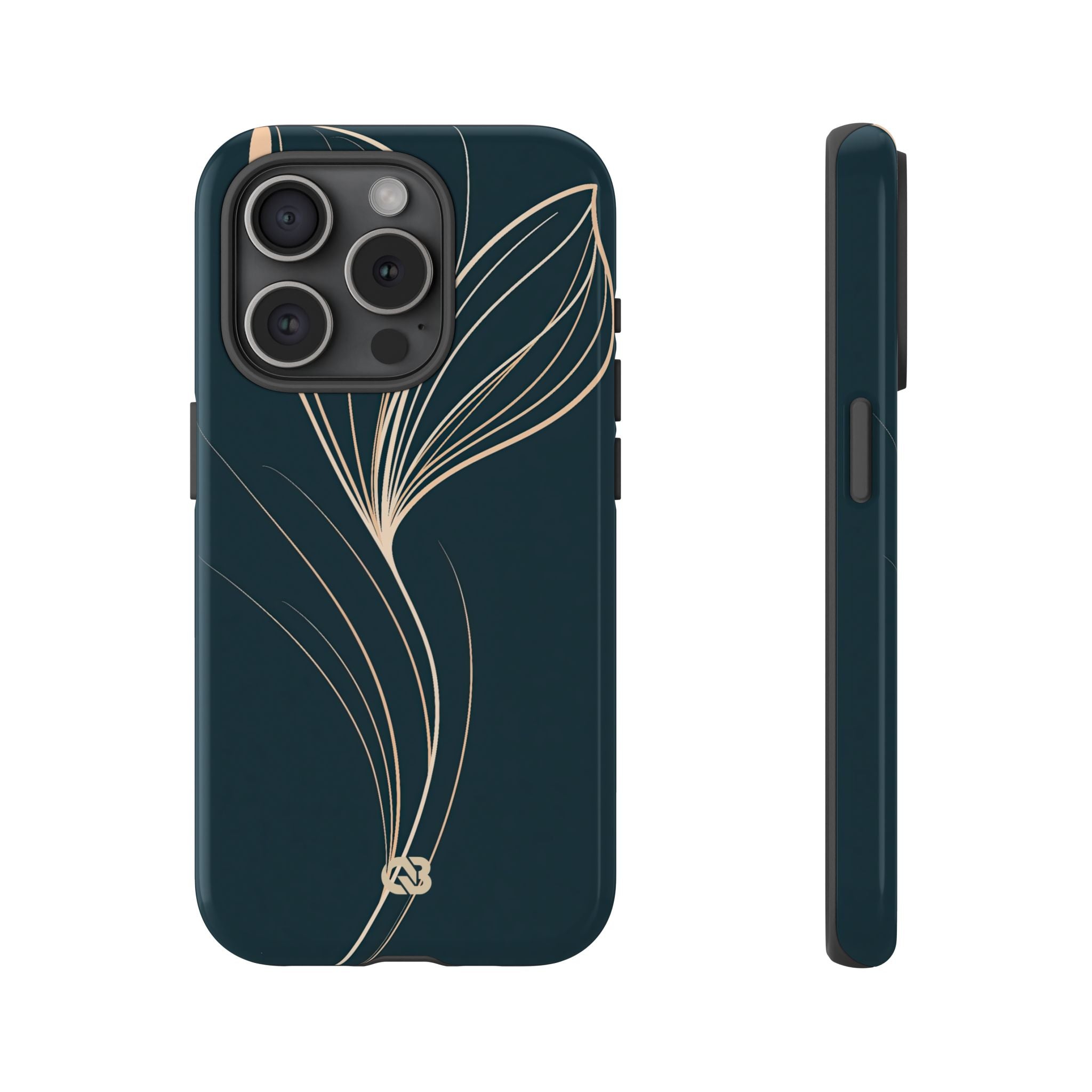 Teal Tough Phone Case for iPhone - Sandstone Silk Flora
