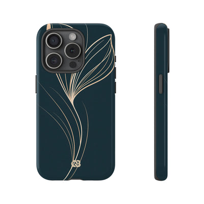 Teal Tough Phone Case for iPhone - Sandstone Silk Flora
