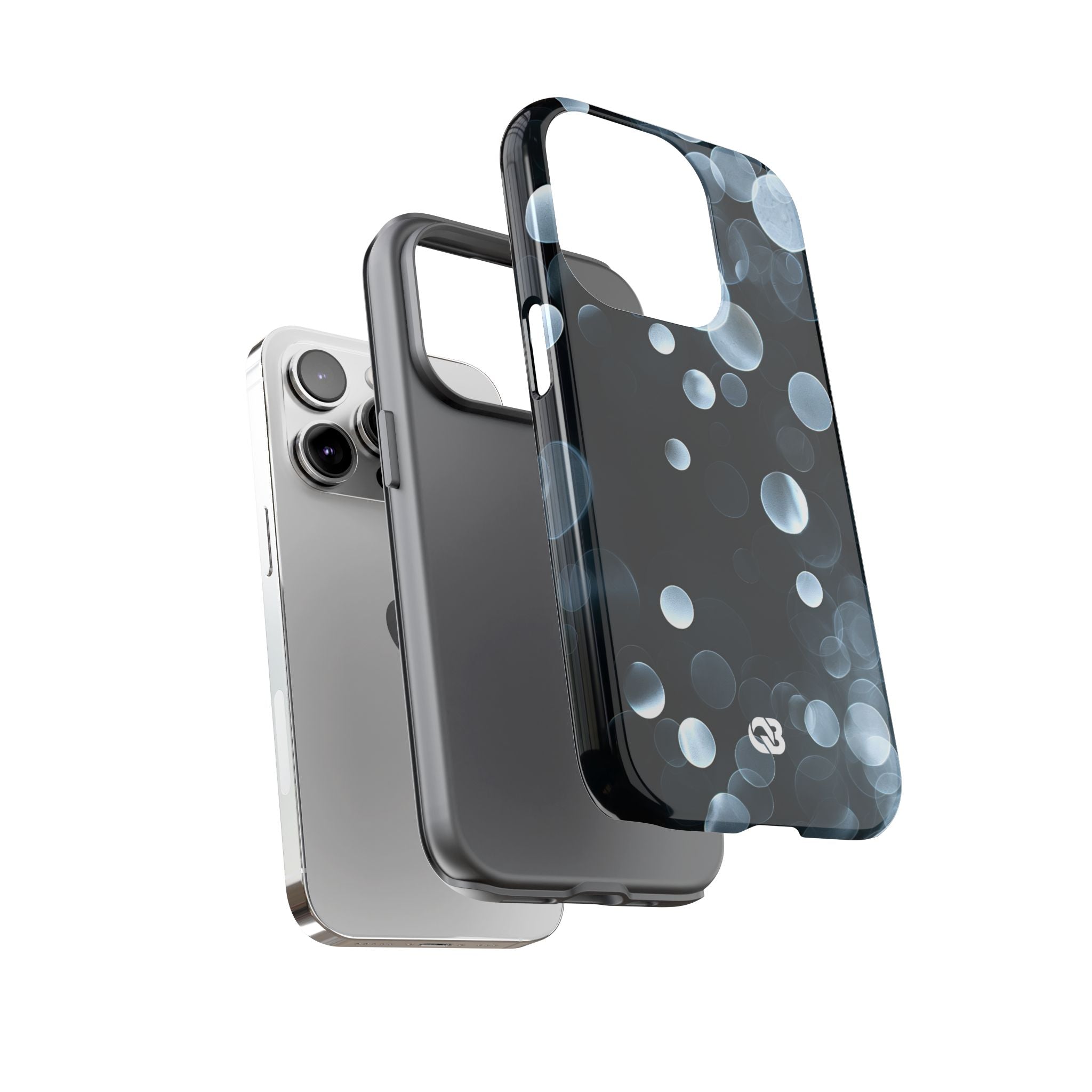 Black Tough Phone Case for iPhone - Silver Orbit Glow