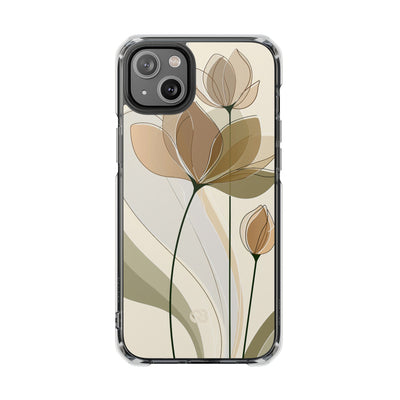 Beige Impact MagSafe Phone Case for iPhone - Muted Ochre Petals