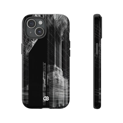 Black Tough Phone Case for iPhone - Ghost Urban Wireframe