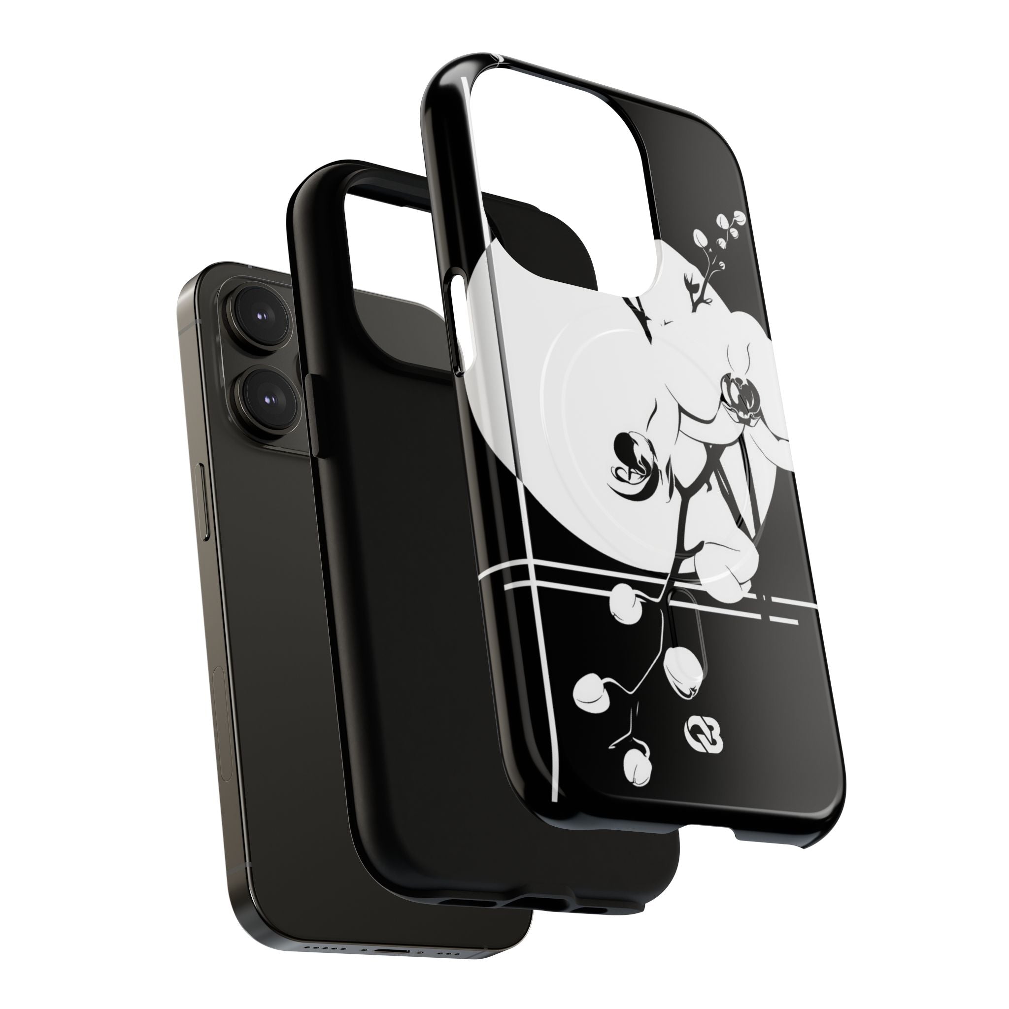 Black Tough 2.0 Magsafe Phone Case for iPhone - Lunar Orchid Grid