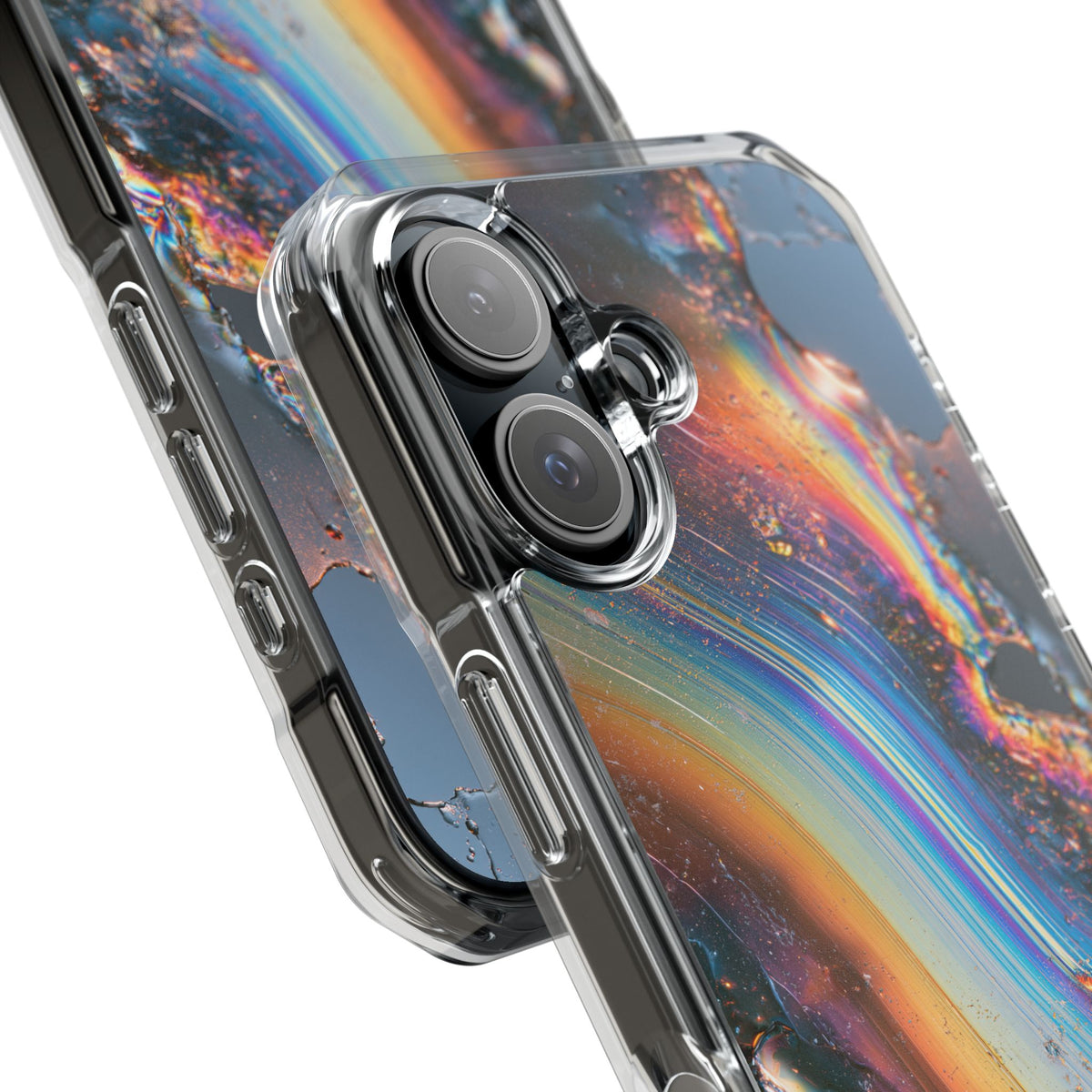 Prismatic Aura Flow · Clear Impact Magnetic Phone Case for iPhone · Blue