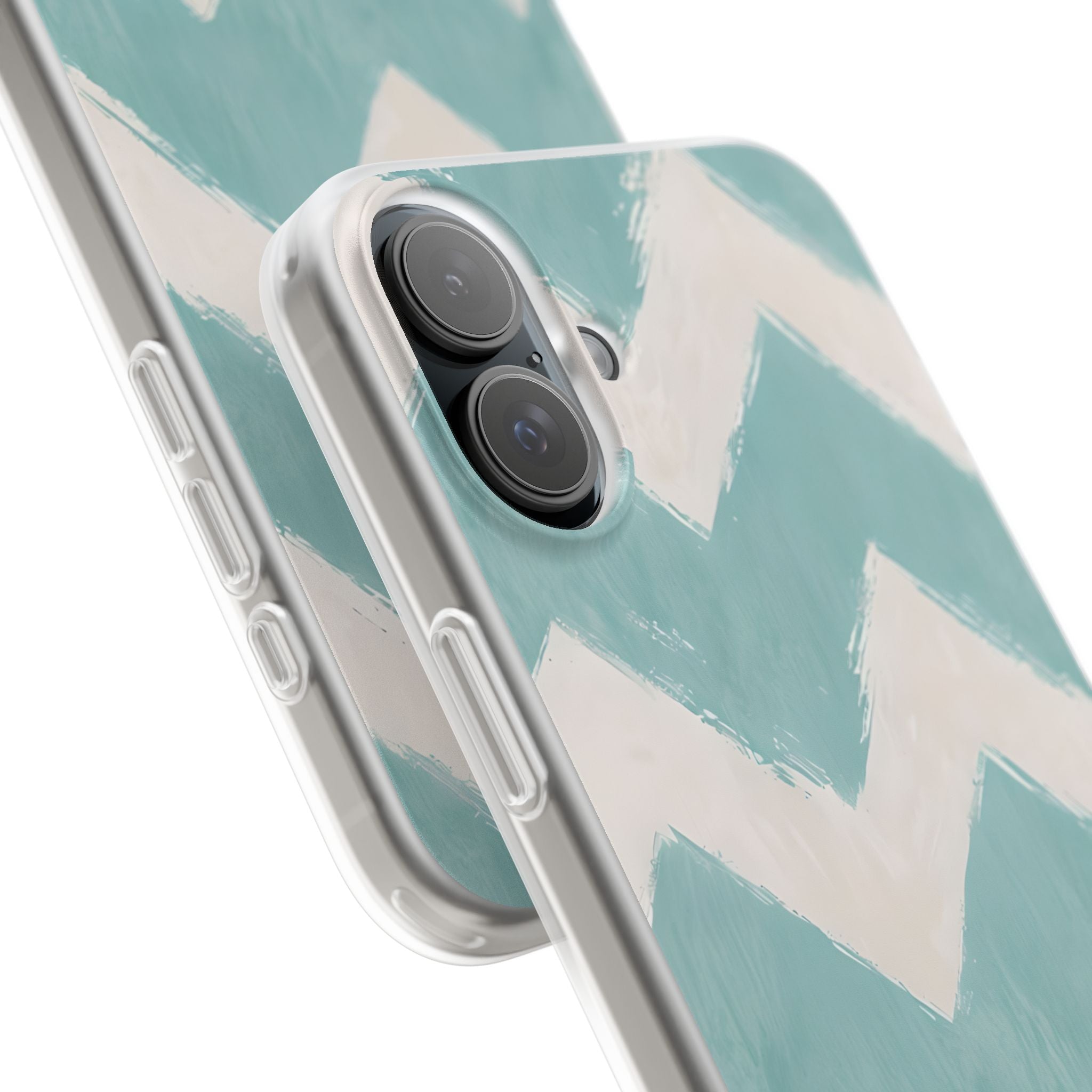 Teal Painted Chevron · Soft Phone Case for iPhone