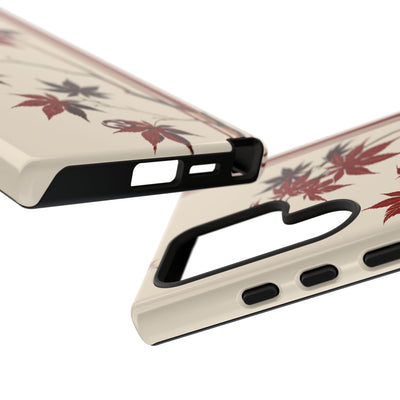 Red Tough Phone Case for Samsung - Crimson Momiji Stripe