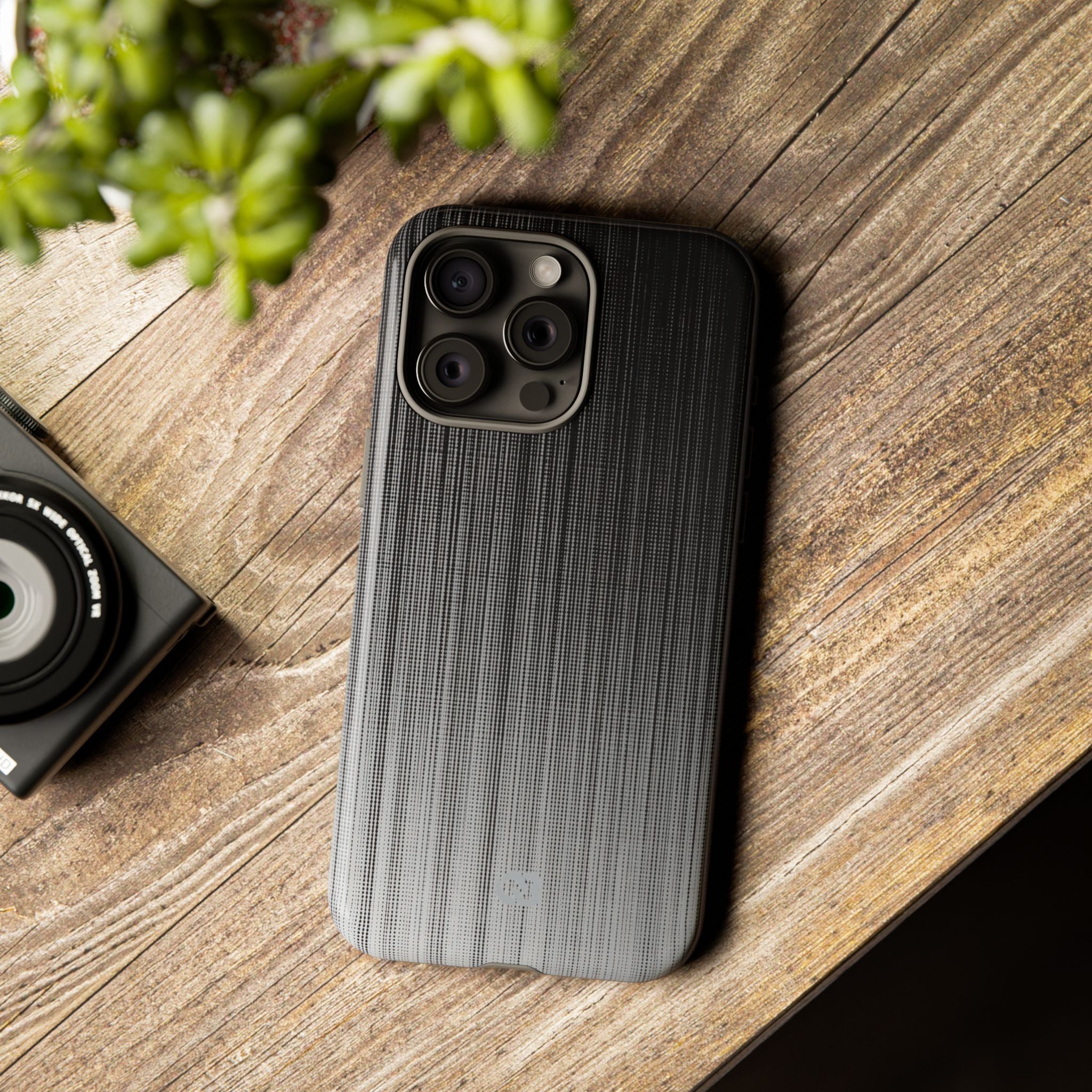 Grey Tough Phone Case for iPhone - Static Vertical Dither