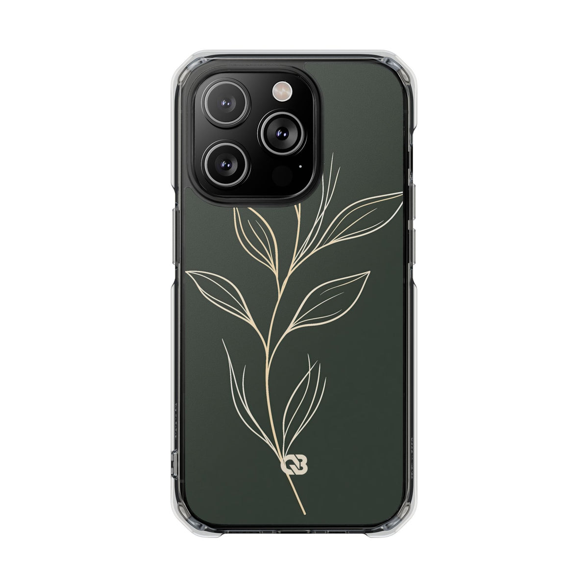 Minimal Botanical Stem · Clear Impact Magnetic Phone Case for iPhone ·  Green