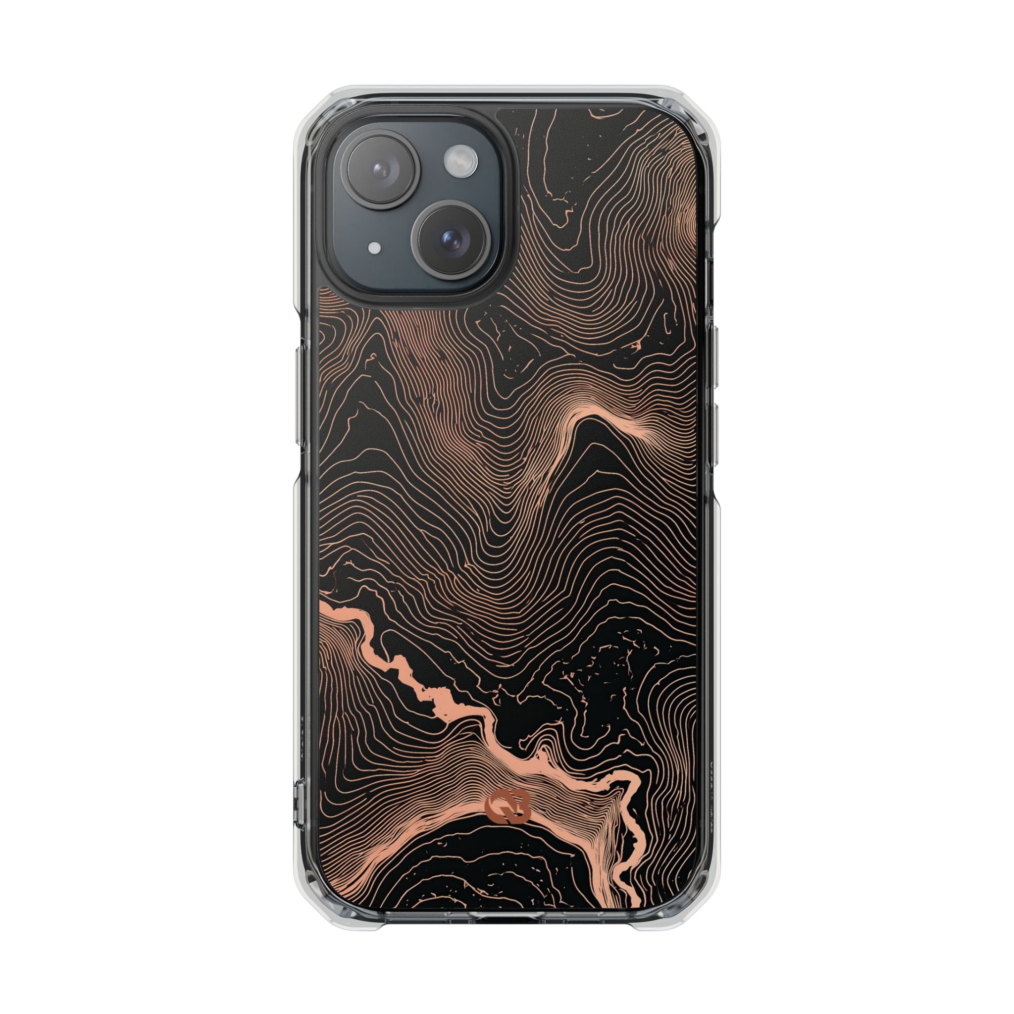 Orange Impact MagSafe Phone Case for iPhone - Salmon Ridge Topo
