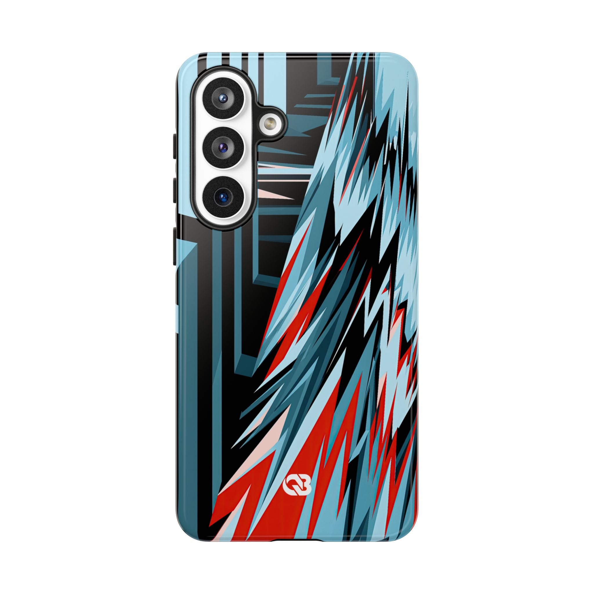 Blue Tough Phone Case for Samsung - Glitch Peak Cyan