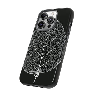 Black Tough Phone Case for iPhone - Bleached Leaf Lattice