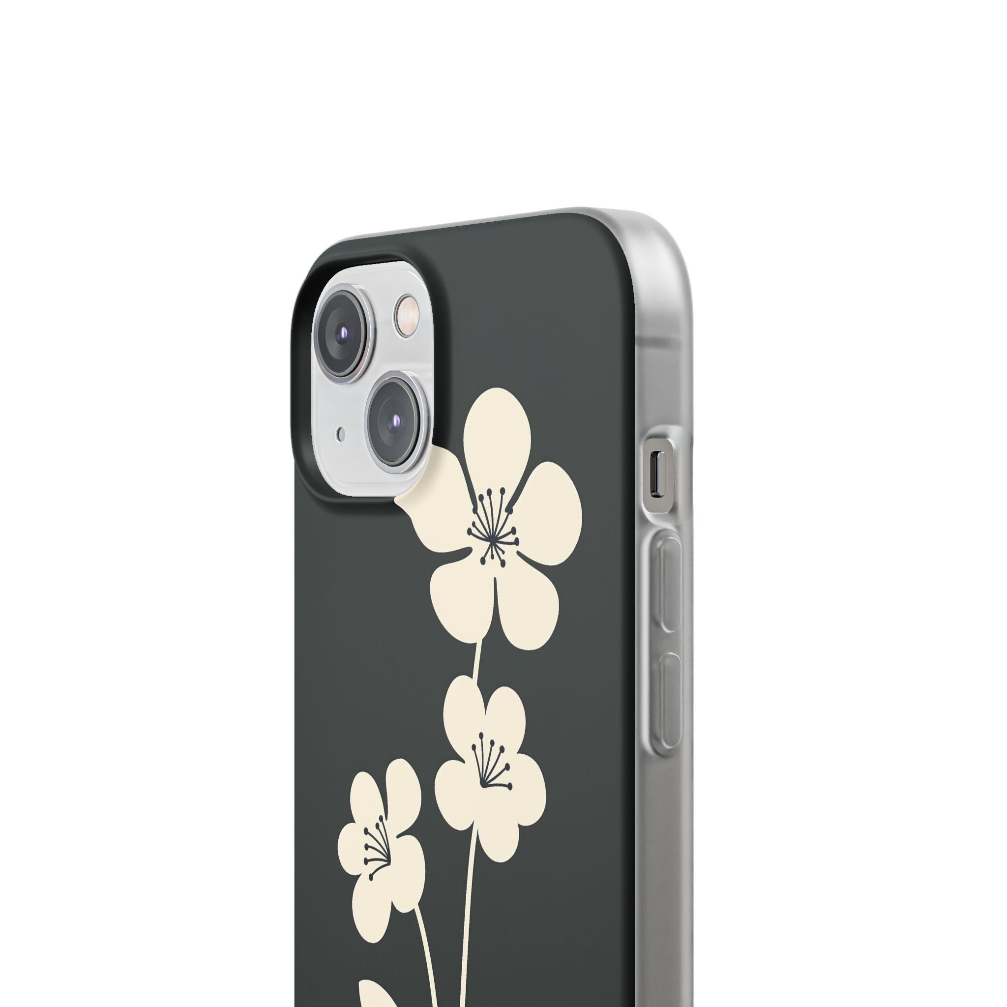 Black Lite Phone Case for iPhone - Obsidian Cream Bloom