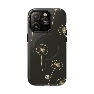 Black Tough 2.0 Magsafe Phone Case for iPhone - Obsidian Sand Petals