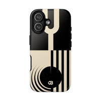 Black Tough Phone Case for iPhone - Ivory Signal Grid