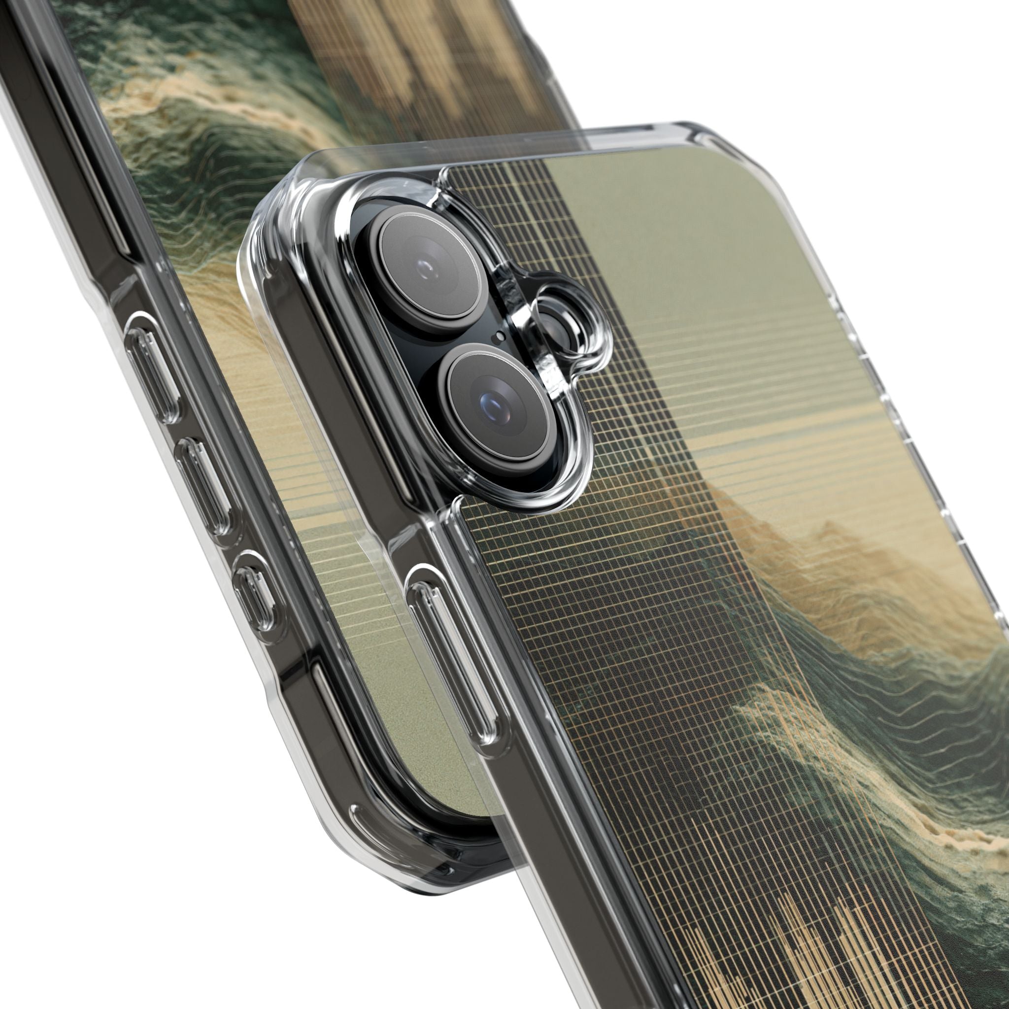 Beige Impact MagSafe Phone Case for iPhone - Veridian Data Ridge