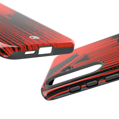 Red Tough Phone Case for Samsung - Crimson Brutalist Distortion
