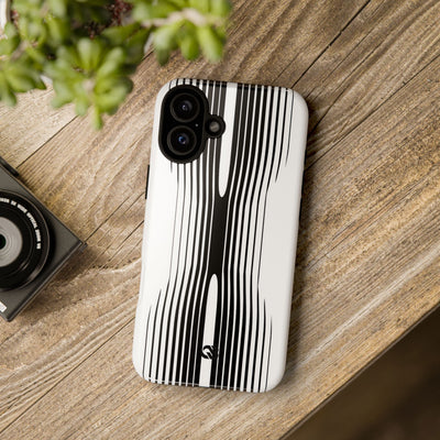 White Tough Phone Case for iPhone - Kinetic Mono Distortion