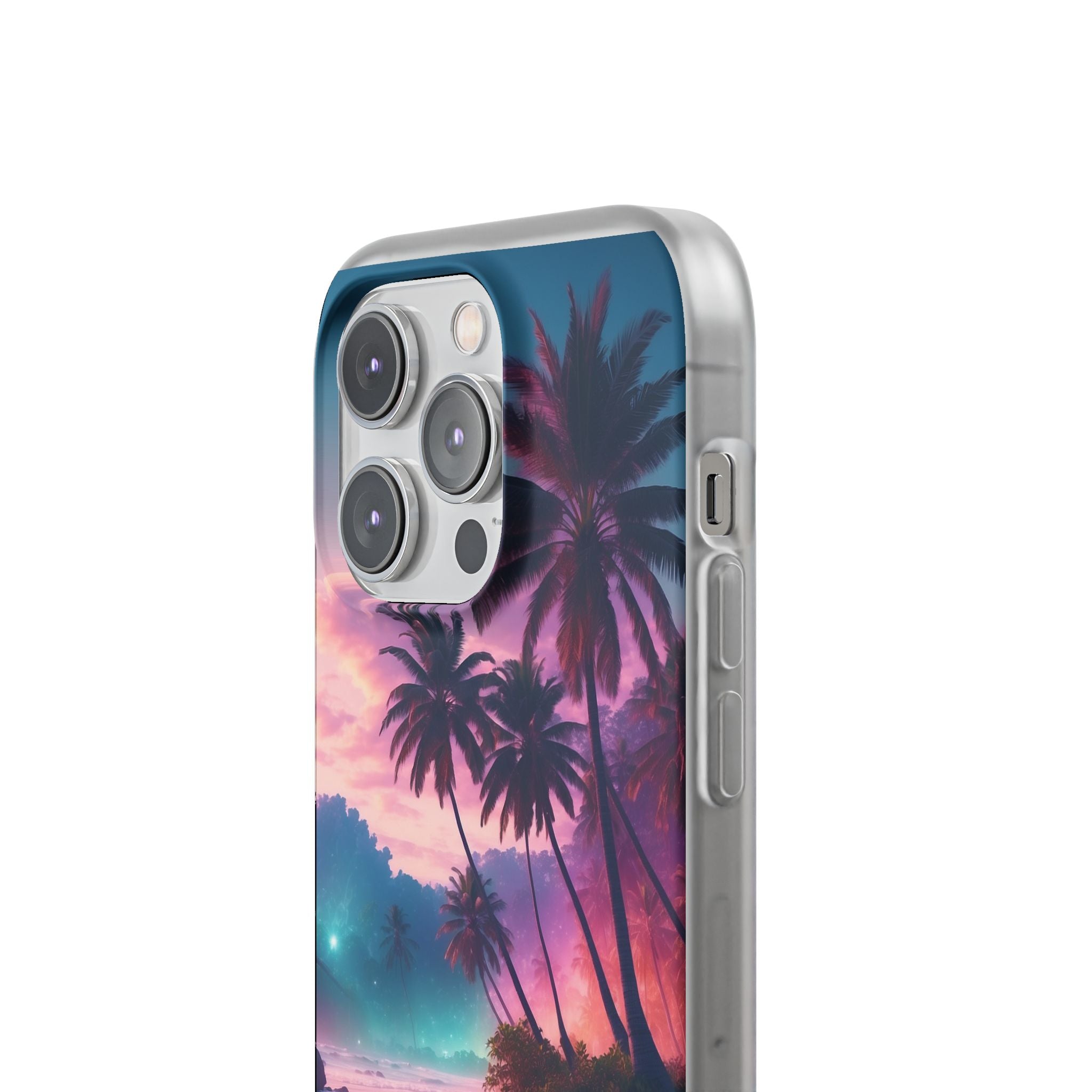Neon Shore Palms · Soft Phone Case for iPhone