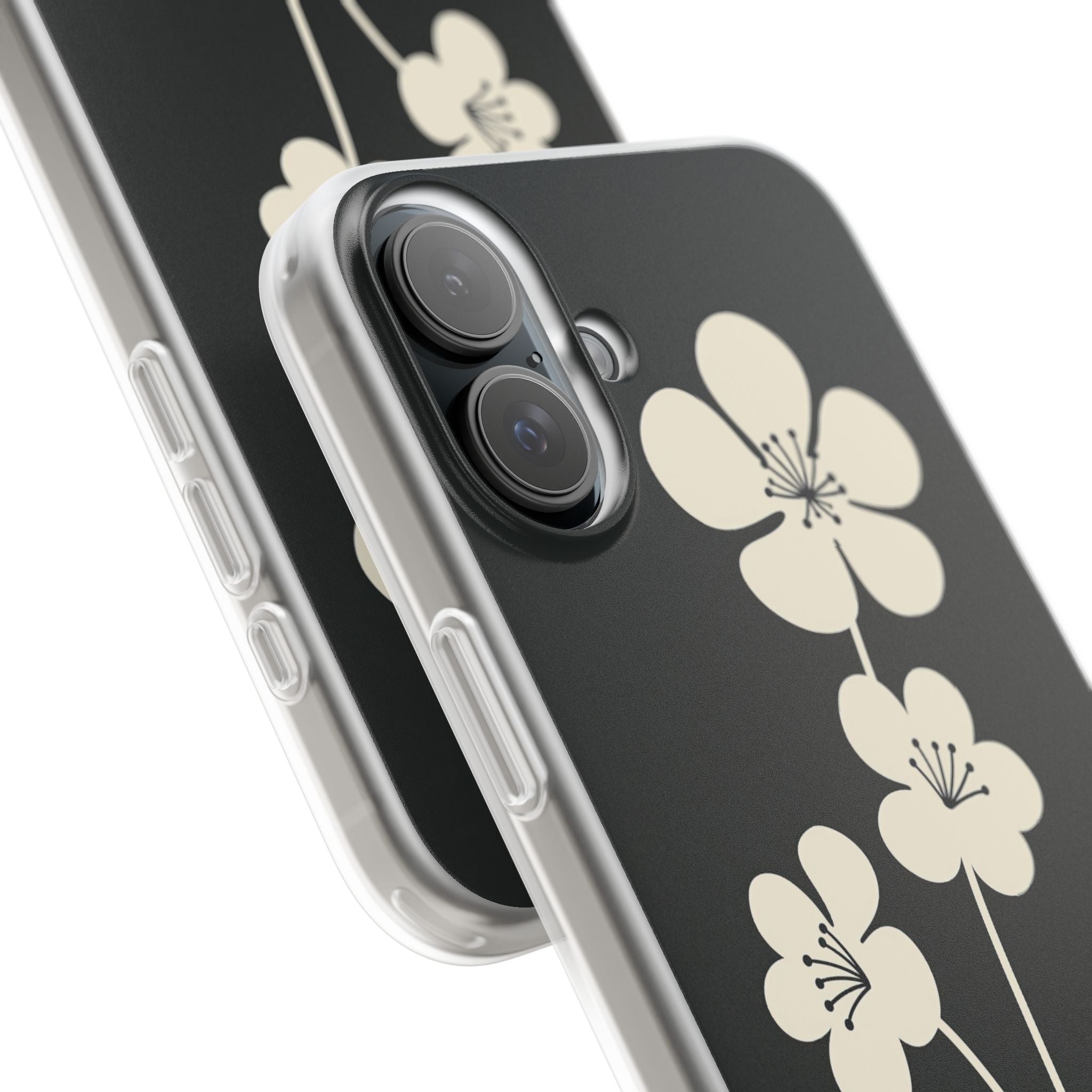 Black Lite Phone Case for iPhone - Obsidian Cream Bloom